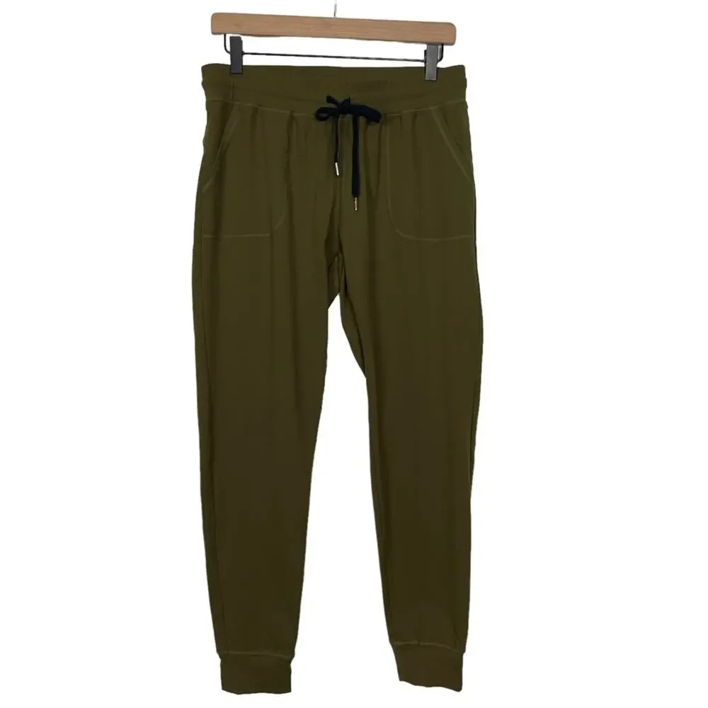 ZYIA Active Unwind Joggers Olive Green Drawstring Stretch Size Large